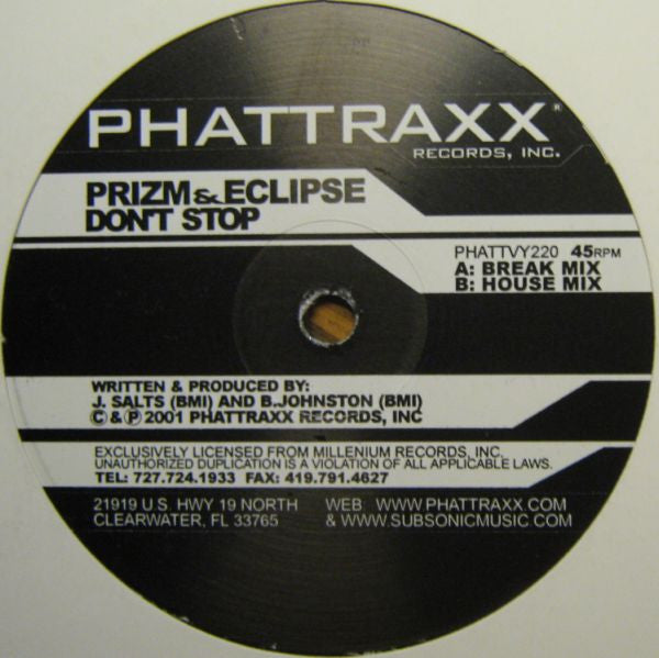 Prizm & Eclipse : Don't Stop (12")
