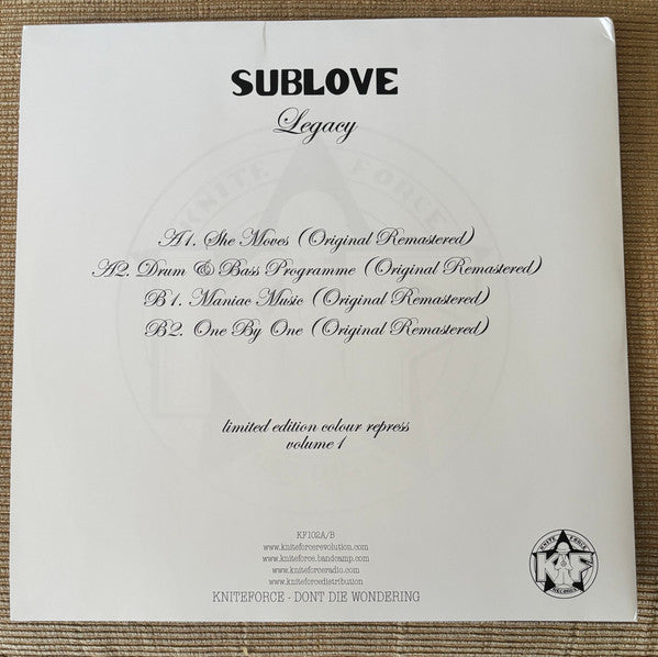 Sub Love : Legacy (12", EP, Ltd, RM, RP, Whi)