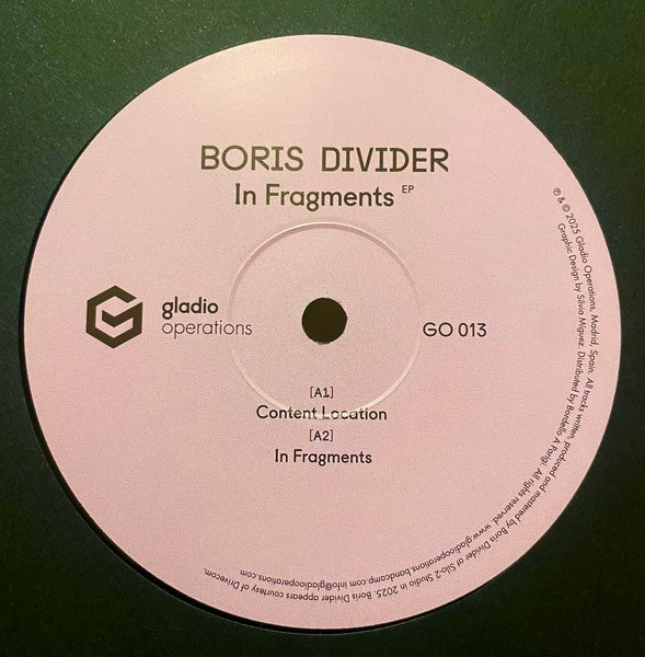 Boris Divider : In Fragments EP (12", EP)